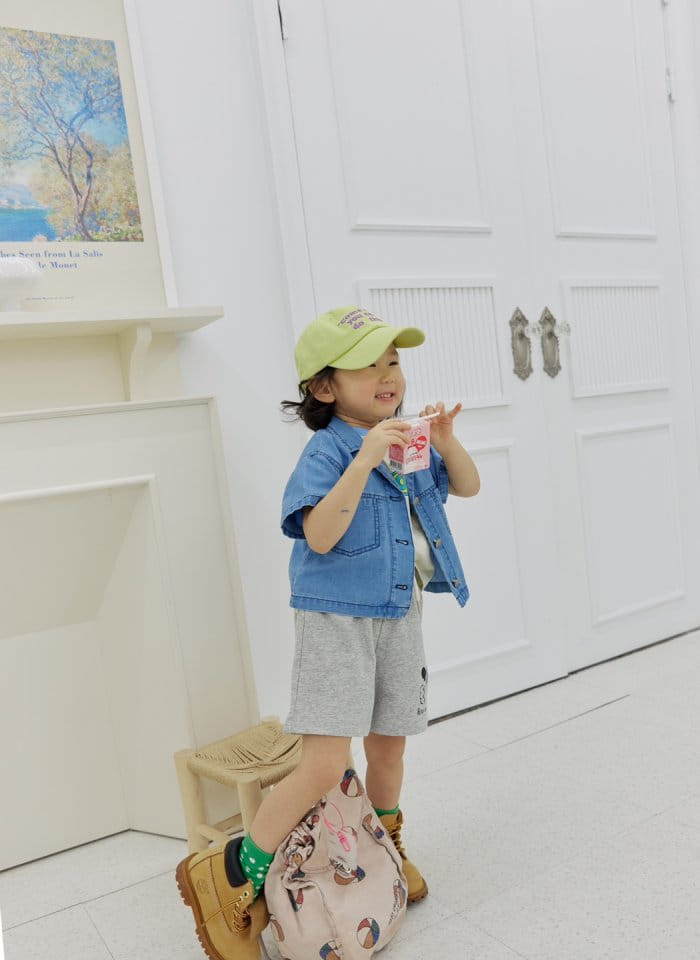 Bienvenu - Korean Children Fashion - #kidsstore - Denim Collar Short Sleeve Jacket - 3