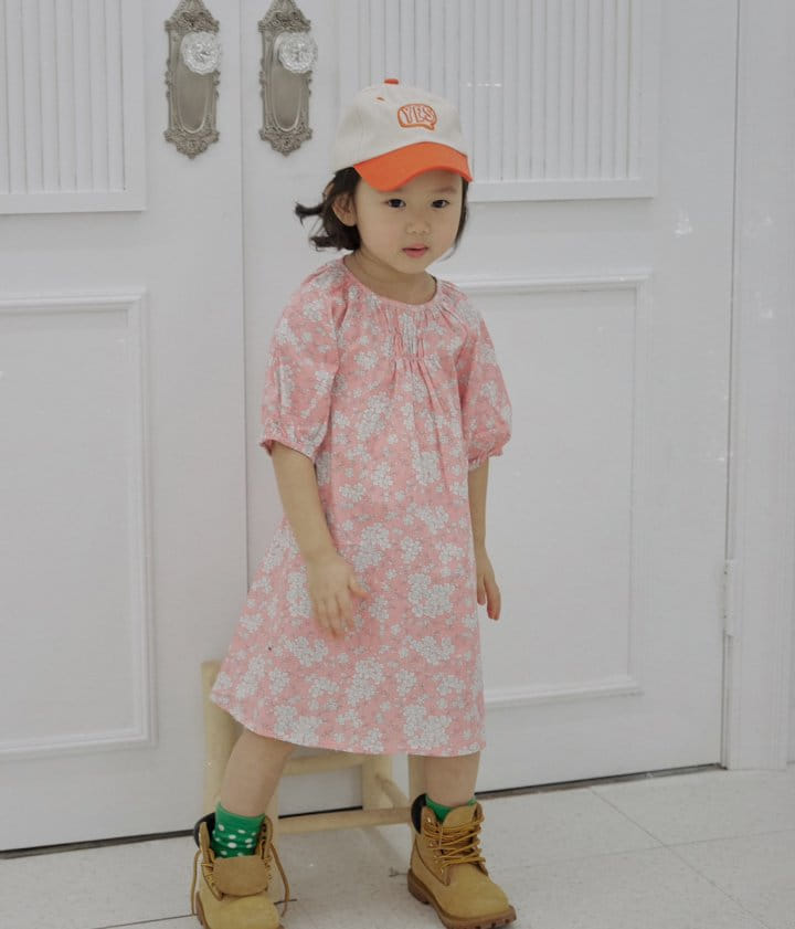 Bienvenu - Korean Children Fashion - #kidsstore - Puff A Line Flower One-Piece - 4