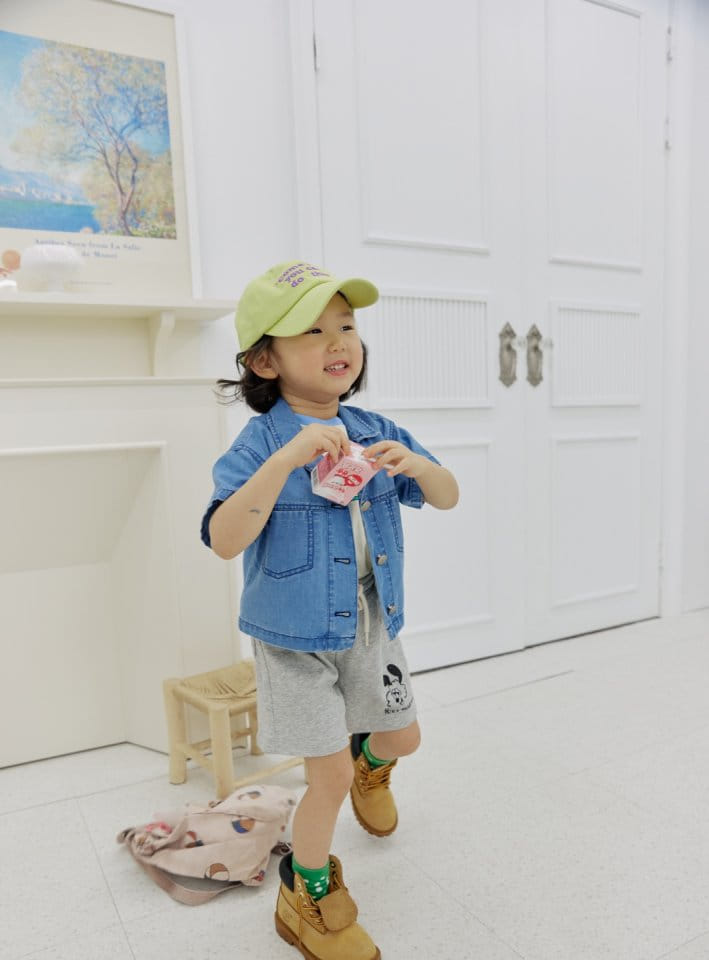 Bienvenu - Korean Children Fashion - #kidsstore - Denim Collar Short Sleeve Jacket - 4