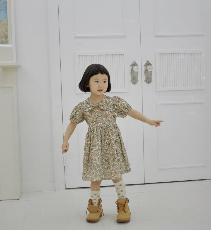 Bienvenu - Korean Children Fashion - #littlefashionista - Ribbon String Puff Flower One-Piece - 9