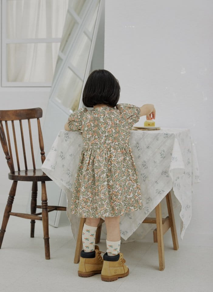Bienvenu - Korean Children Fashion - #minifashionista - Ribbon String Puff Flower One-Piece - 11