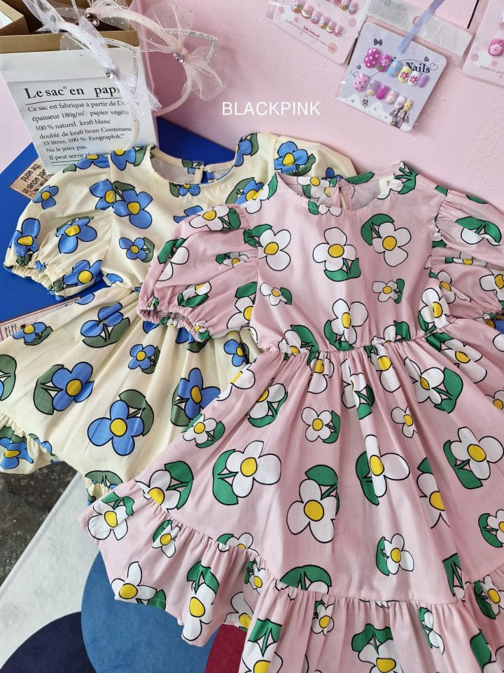 Black Pink - Korean Children Fashion - #discoveringself - Juri Big Flower One-Piece