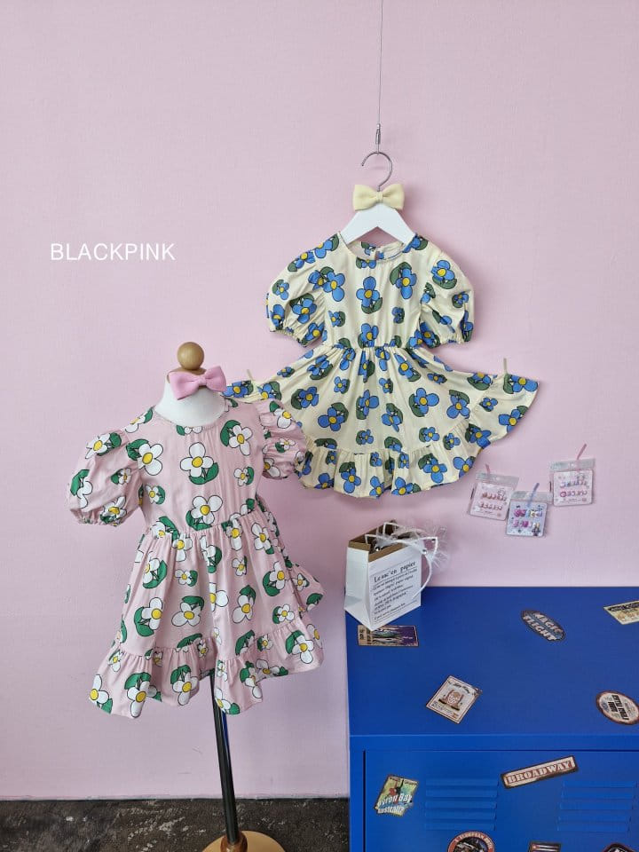 Black Pink - Korean Children Fashion - #fashionkids - Juri Big Flower One-Piece - 2