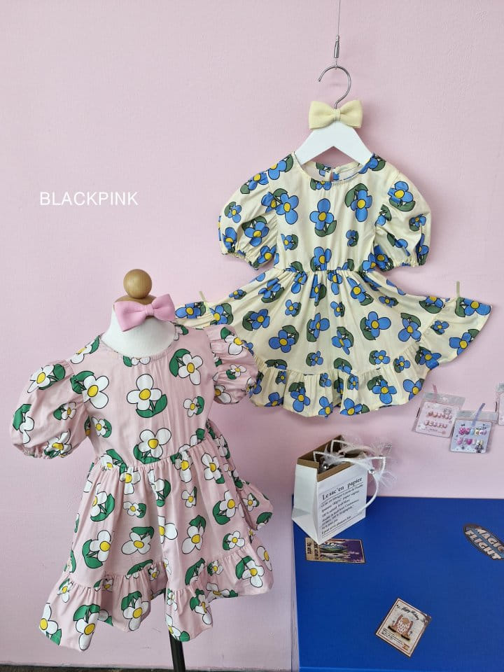 Black Pink - Korean Children Fashion - #kidsshorts - Juri Big Flower One-Piece - 3