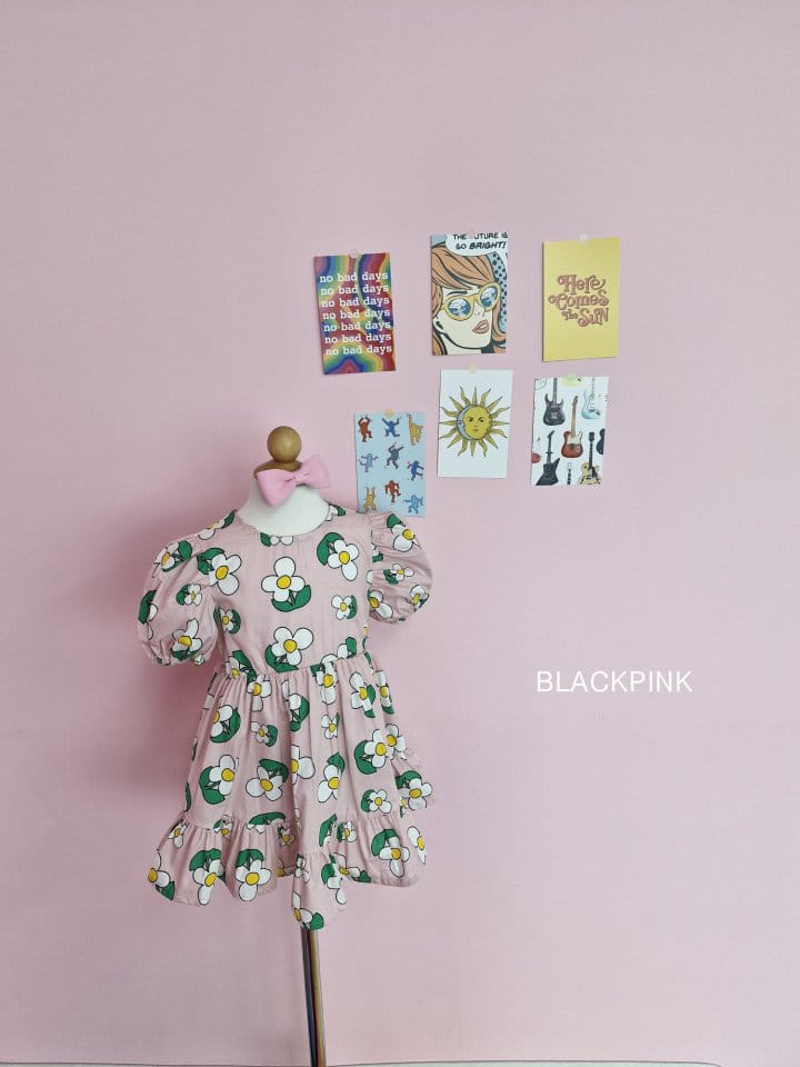Black Pink - Korean Children Fashion - #kidzfashiontrend - Juri Big Flower One-Piece - 5