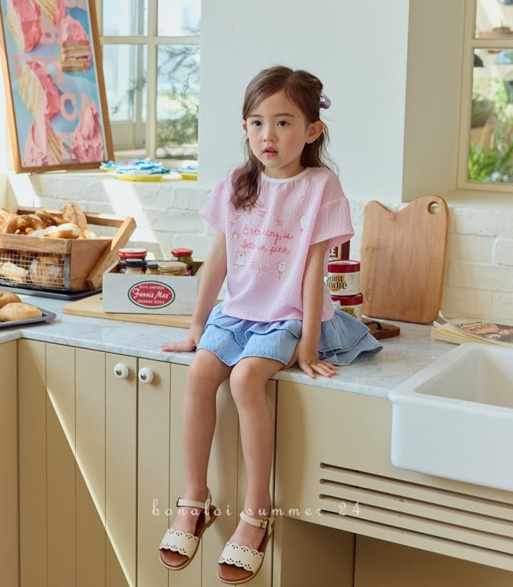 Bonaloi - Korean Children Fashion - #stylishchildhood - Pink Chu Paint Tee - 4
