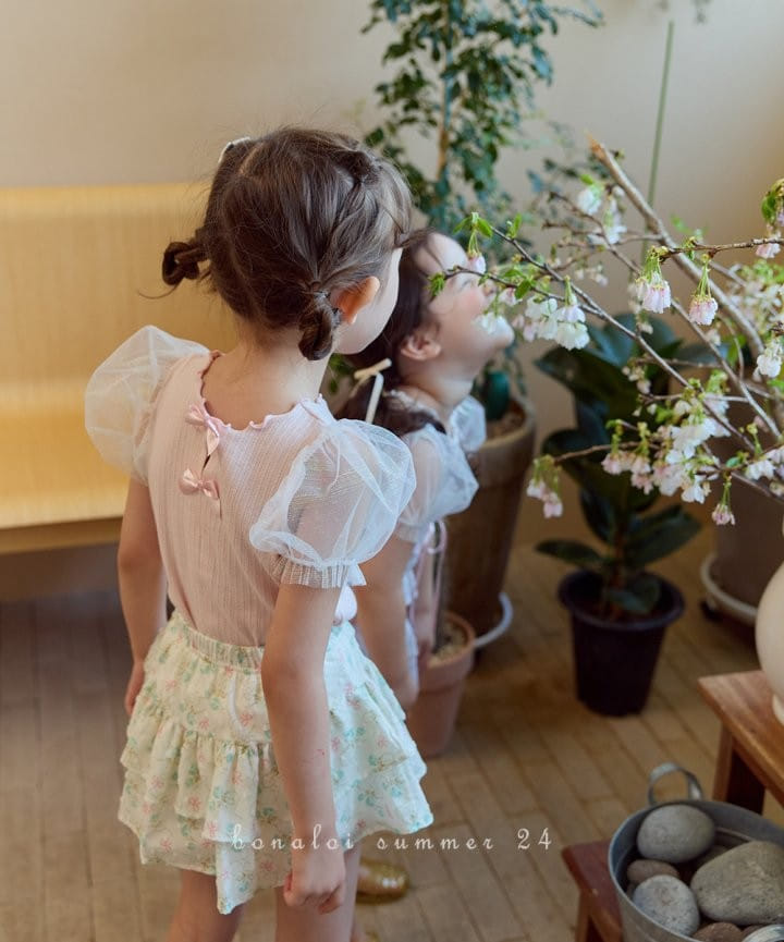 Bonaloi - Korean Children Fashion - #childofig - Back Ribbon Mesh Tee