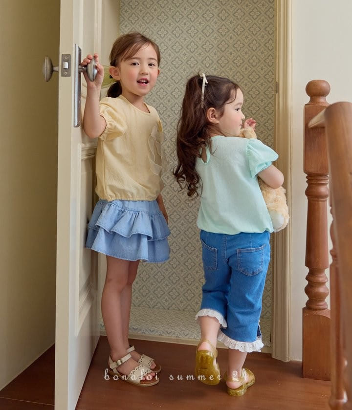 Bonaloi - Korean Children Fashion - #childofig - Petite Puff Ribbon Tee - 5
