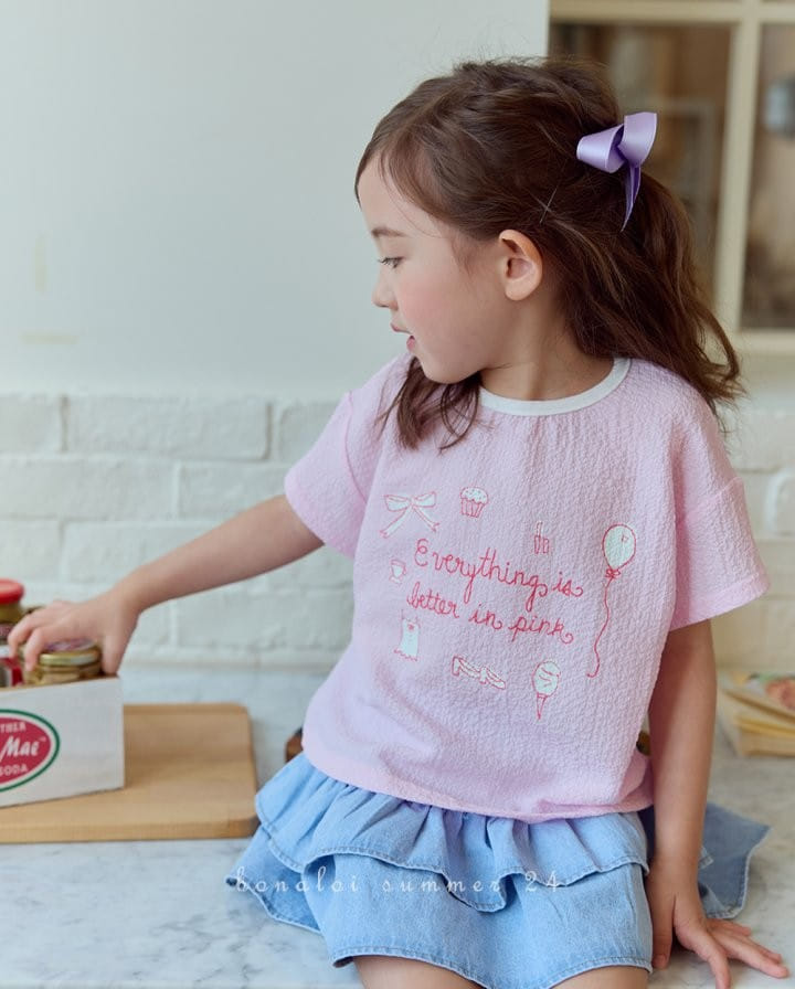 Bonaloi - Korean Children Fashion - #childrensboutique - Pink Chu Paint Tee - 5