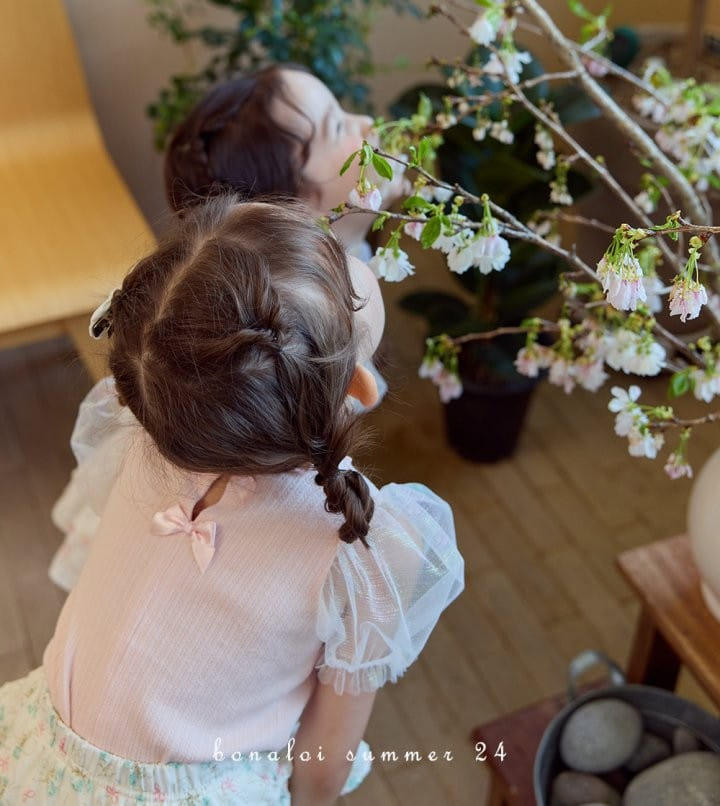 Bonaloi - Korean Children Fashion - #childrensboutique - Back Ribbon Mesh Tee - 2