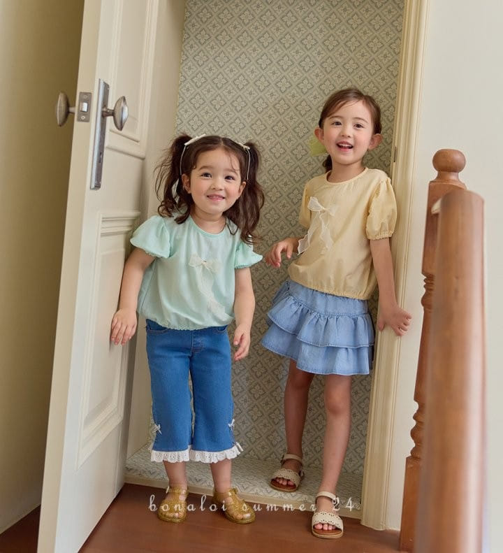 Bonaloi - Korean Children Fashion - #designkidswear - Denim Two Layered Skirt - 8