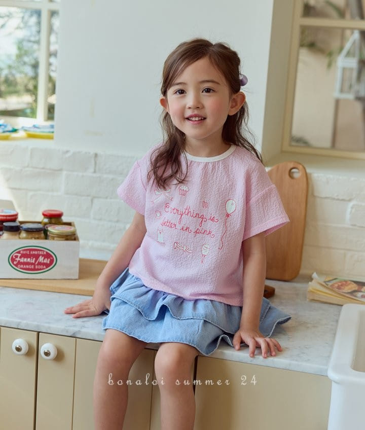 Bonaloi - Korean Children Fashion - #designkidswear - Pink Chu Paint Tee - 6