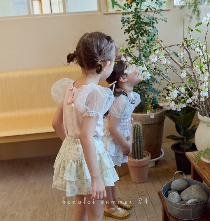 Bonaloi - Korean Children Fashion - #designkidswear - Back Ribbon Mesh Tee - 3