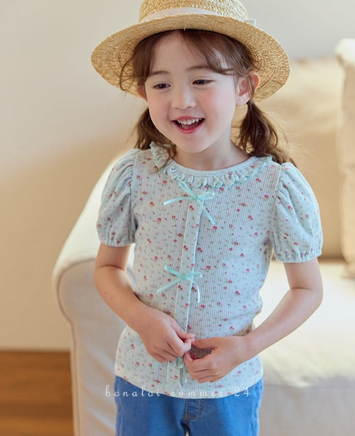 Bonaloi - Korean Children Fashion - #designkidswear - Eyelet Ribbon Tee