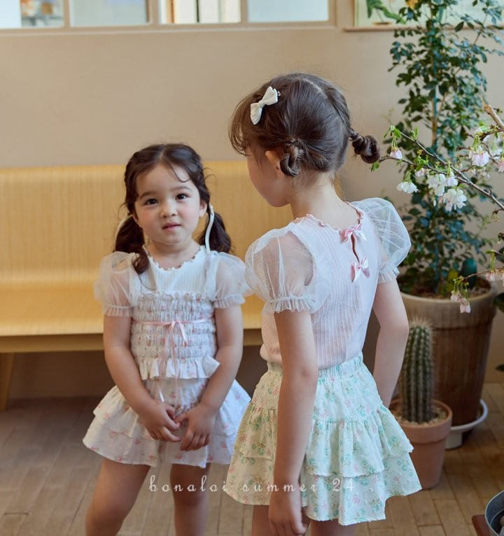 Bonaloi - Korean Children Fashion - #designkidswear - Back Ribbon Mesh Tee - 4