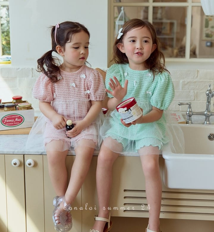 Bonaloi - Korean Children Fashion - #fashionkids - Sha Sha Ribbon Ping Top Bottom Set - 11