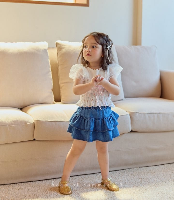 Bonaloi - Korean Children Fashion - #kidsshorts - Denim Two Layered Skirt - 11