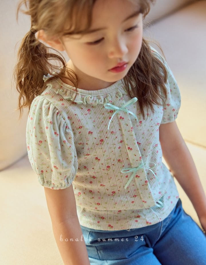 Bonaloi - Korean Children Fashion - #fashionkids - Eyelet Ribbon Tee - 4