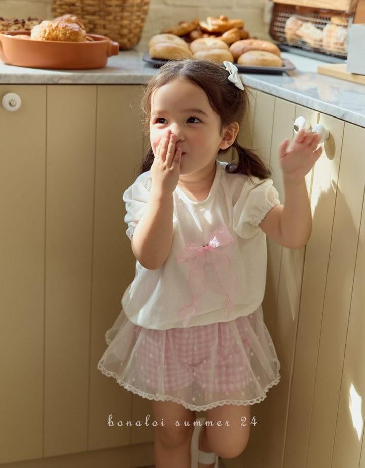 Bonaloi - Korean Children Fashion - #kidsstore - Petite Puff Ribbon Tee - 11