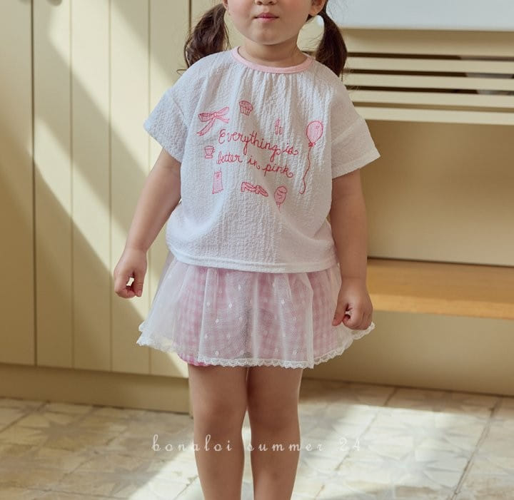 Bonaloi - Korean Children Fashion - #kidzfashiontrend - Pink Chu Paint Tee - 11