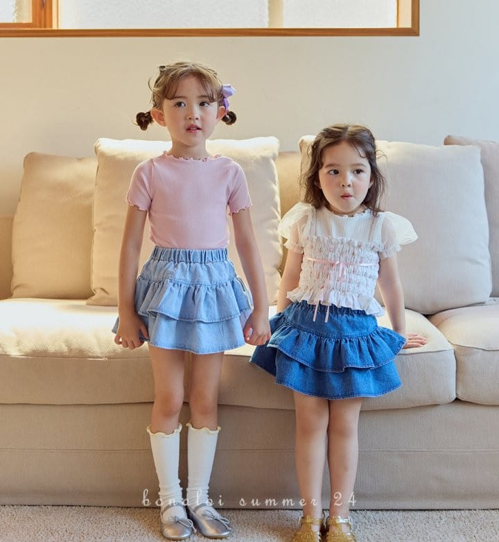 Bonaloi - Korean Children Fashion - #minifashionista - Denim Two Layered Skirt