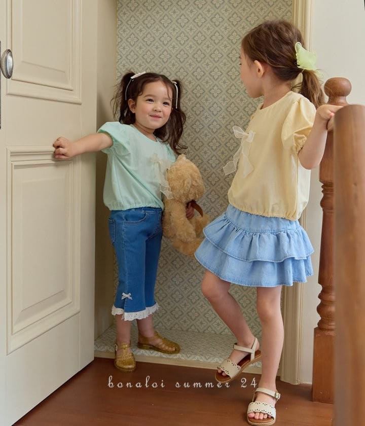 Bonaloi - Korean Children Fashion - #minifashionista - Petite Puff Ribbon Tee - 2