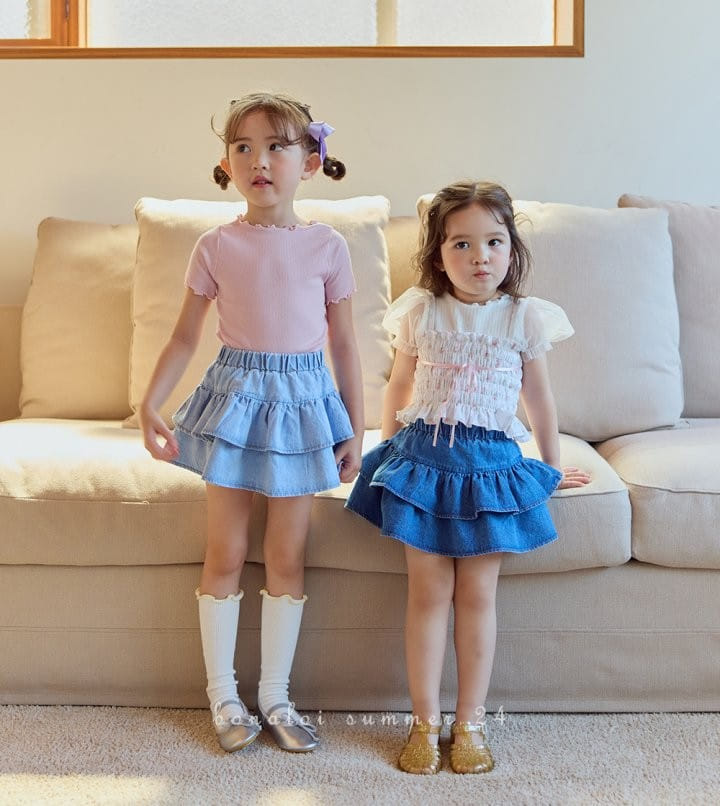 Bonaloi - Korean Children Fashion - #prettylittlegirls - Denim Two Layered Skirt - 2