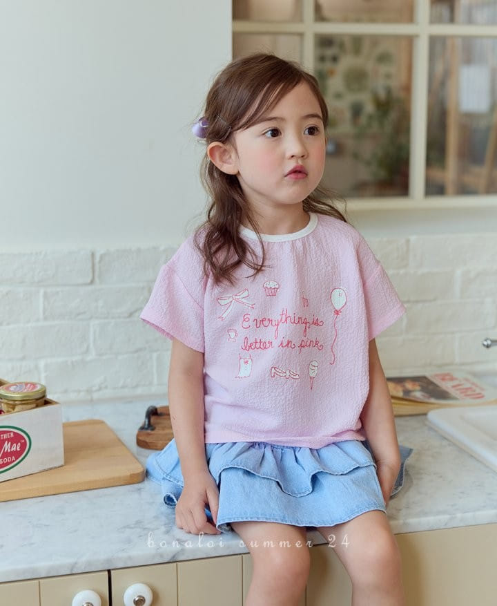 Bonaloi - Korean Children Fashion - #todddlerfashion - Pink Chu Paint Tee