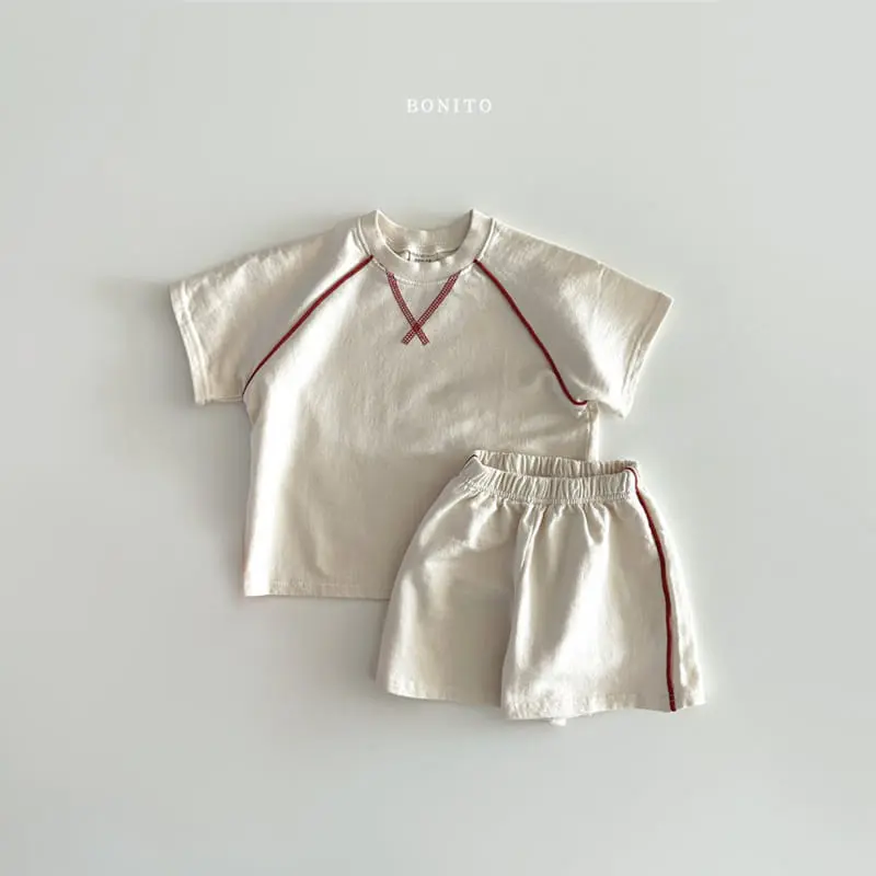 Bonito - Korean Baby Fashion - #babyboutique - Bbing Line Guy Top Bottom Set - 2