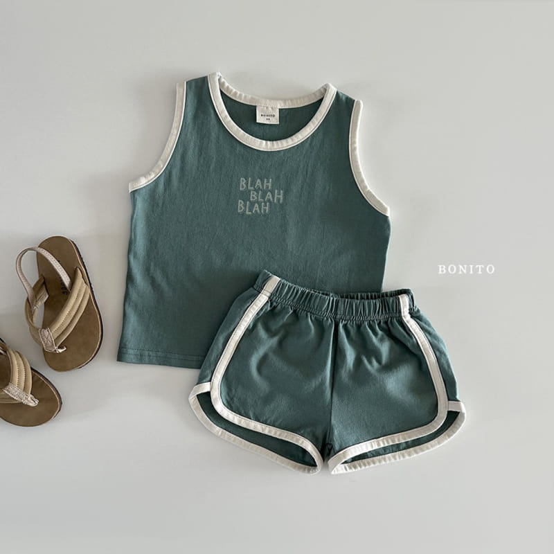 Bonito - Korean Baby Fashion - #babyclothing - Blah Blah Sleeveless Top Bottom Set - 6