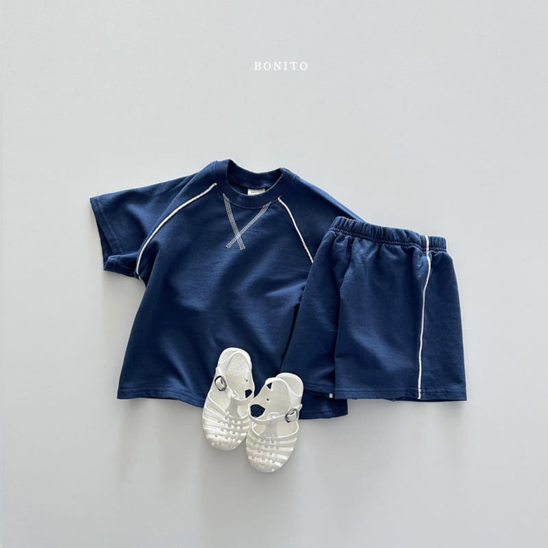 Bonito - Korean Baby Fashion - #babyootd - Bbing Line Guy Top Bottom Set - 11