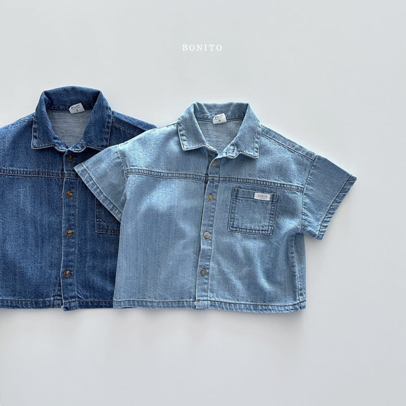 Bonito - Korean Baby Fashion - #babywear - Slit Denim Short Sleeve Shirt - 3