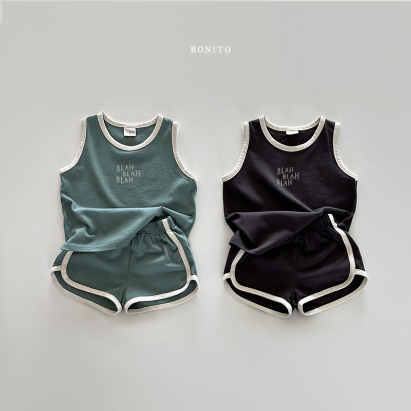 Bonito - Korean Baby Fashion - #onlinebabyboutique - Blah Blah Sleeveless Top Bottom Set