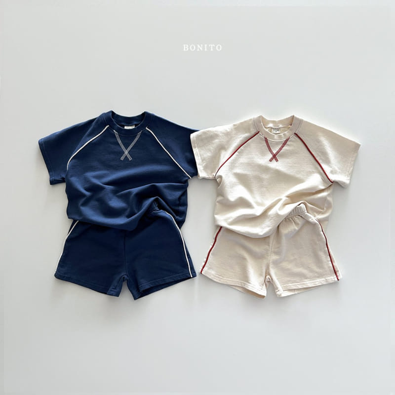 Bonito - Korean Baby Fashion - #onlinebabyshop - Bbing Line Guy Top Bottom Set