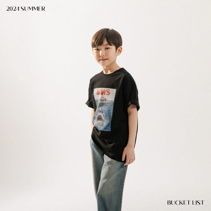 Bucket List - Korean Children Fashion - #kidzfashiontrend - Jaws Printing Short Sleeve Tee