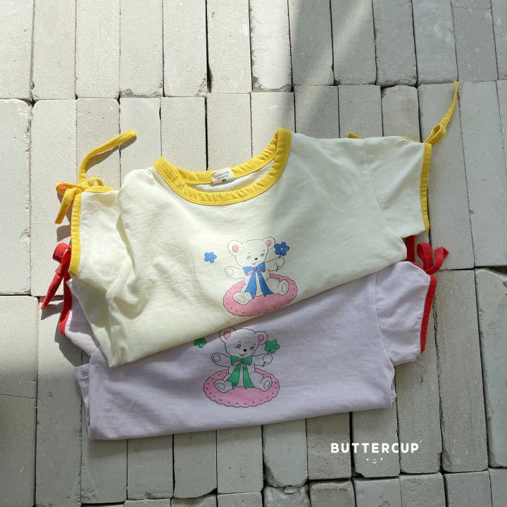 Buttercup - Korean Children Fashion - #designkidswear - Bear Ribbon Sleeve Tee - 6