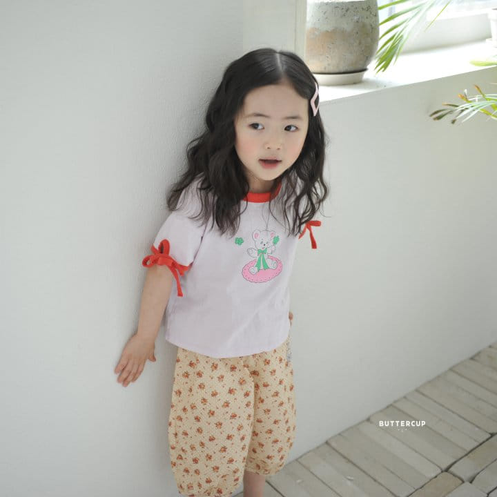 Buttercup - Korean Children Fashion - #todddlerfashion - Bear Ribbon Sleeve Tee