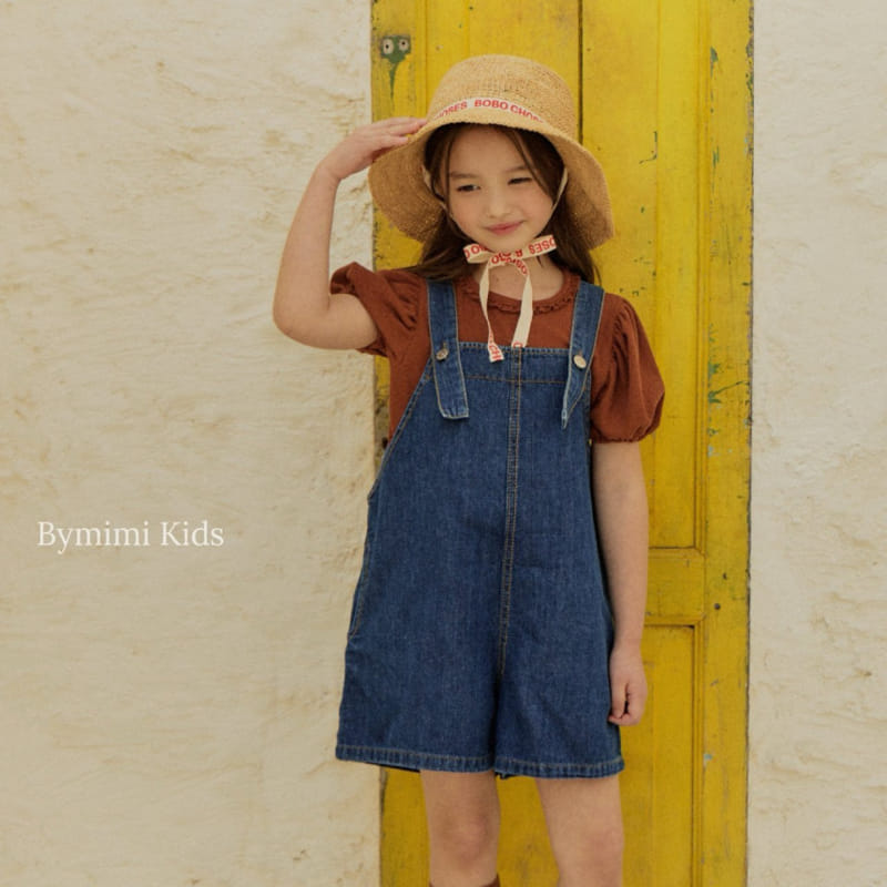 Bymimi - Korean Children Fashion - #kidzfashiontrend - Linen Denim Dungarees Pants - 4