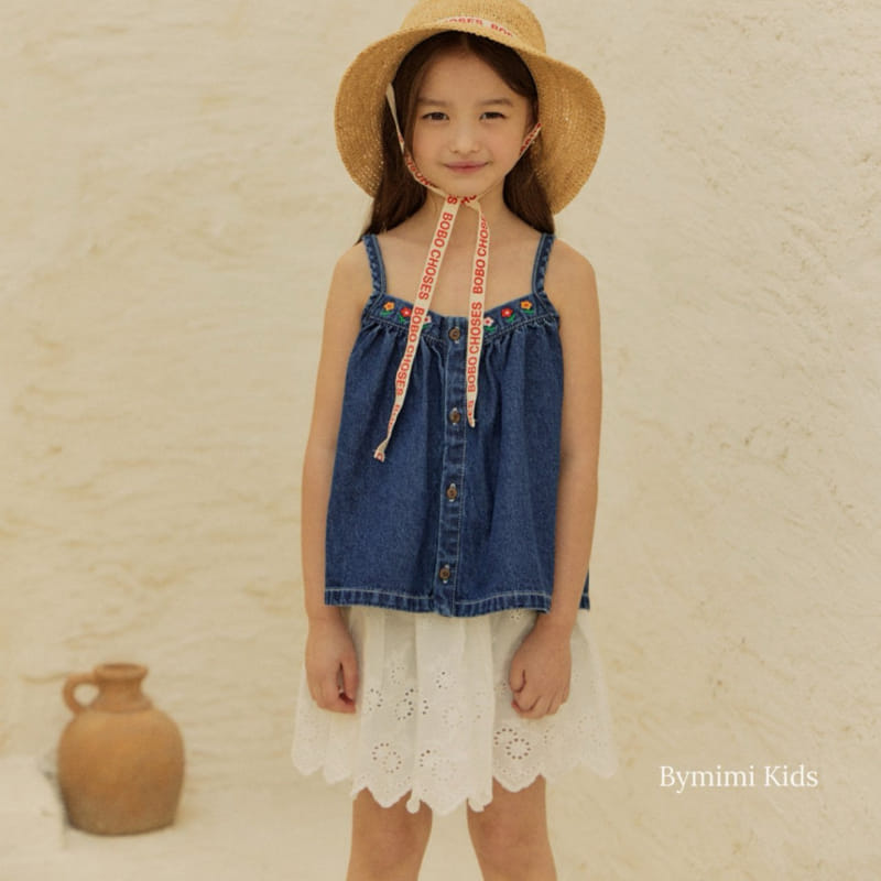 Bymimi - Korean Children Fashion - #childofig - Denim Sleeveless Blouse - 5