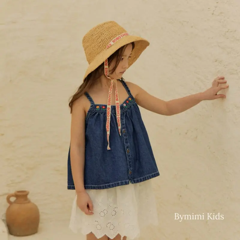 Bymimi - Korean Children Fashion - #childofig - Denim Sleeveless Blouse - 6