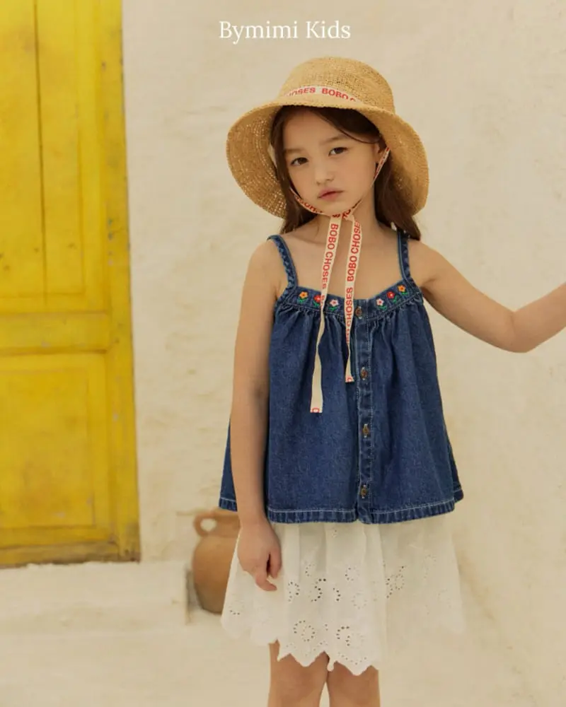 Bymimi - Korean Children Fashion - #childrensboutique - Denim Sleeveless Blouse - 7