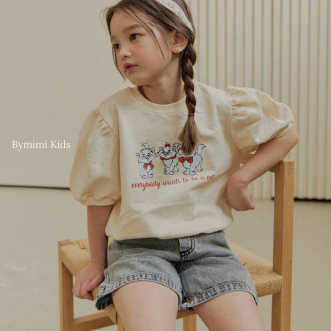 Bymimi - Korean Children Fashion - #designkidswear - Meow Puff Tee