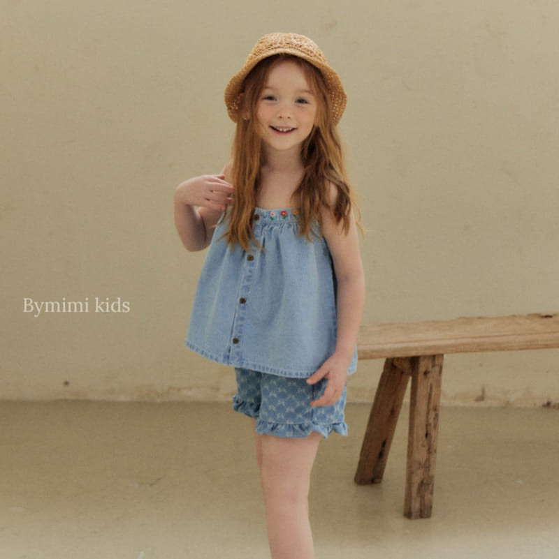 Bymimi - Korean Children Fashion - #kidsshorts - Ribbon Denim Pants - 3