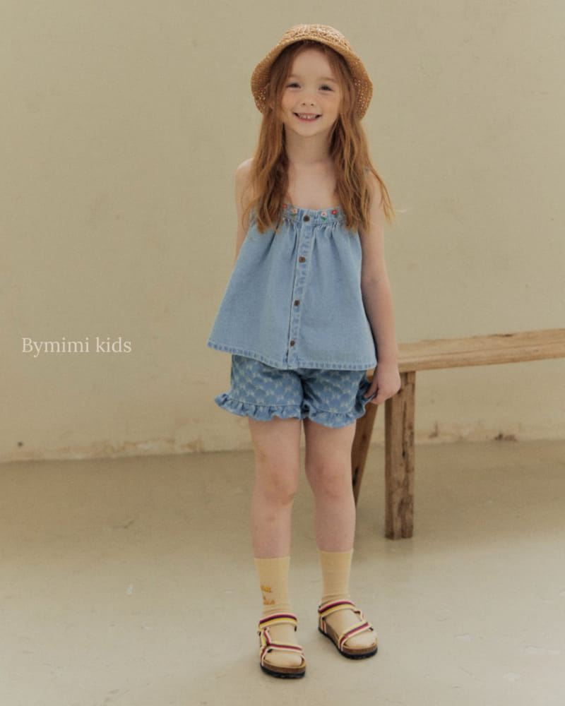 Bymimi - Korean Children Fashion - #kidsshorts - Ribbon Denim Pants - 4