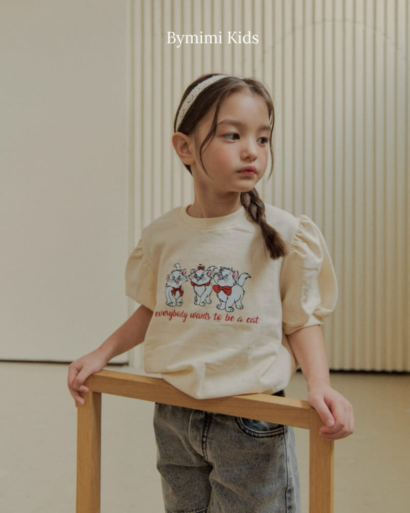 Bymimi - Korean Children Fashion - #kidzfashiontrend - Meow Puff Tee - 6