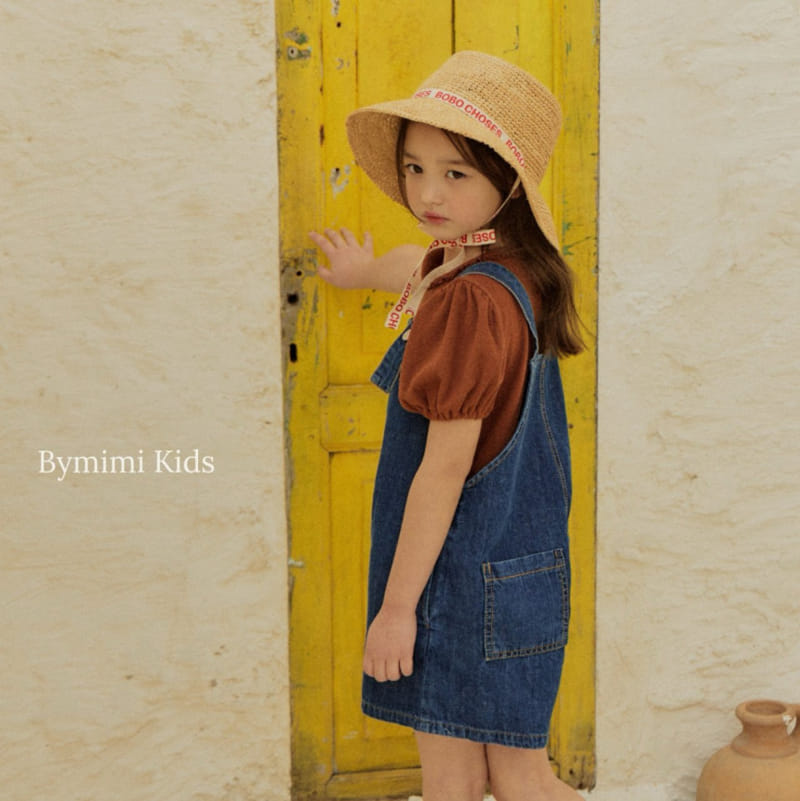 Bymimi - Korean Children Fashion - #littlefashionista - Linen Denim Dungarees Pants - 5