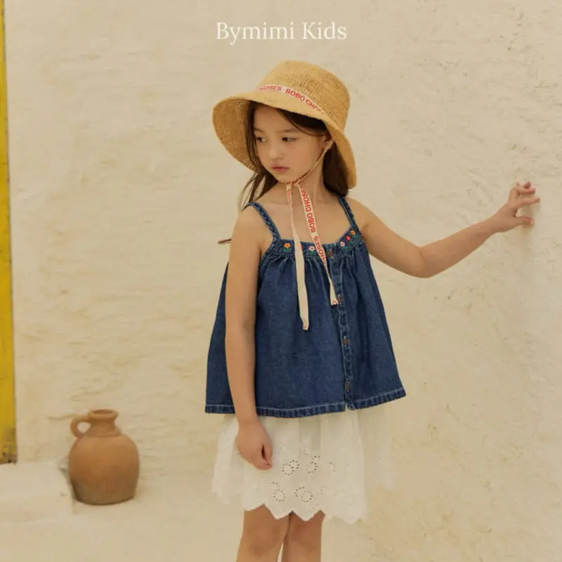 Bymimi - Korean Children Fashion - #minifashionista - Denim Sleeveless Blouse - 4