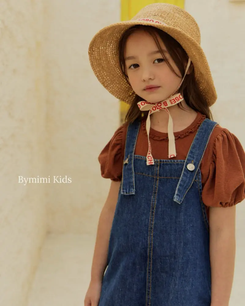 Bymimi - Korean Children Fashion - #prettylittlegirls - Linen Denim Dungarees Pants - 8