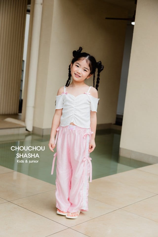 Chouchou Shasha - Korean Children Fashion - #Kfashion4kids - Ribbon Off Shoulder Tee - 8