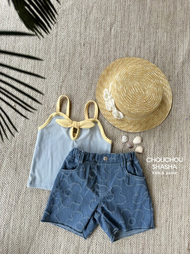 Chouchou Shasha - Korean Children Fashion - #designkidswear - Summer Flower Denim Pants